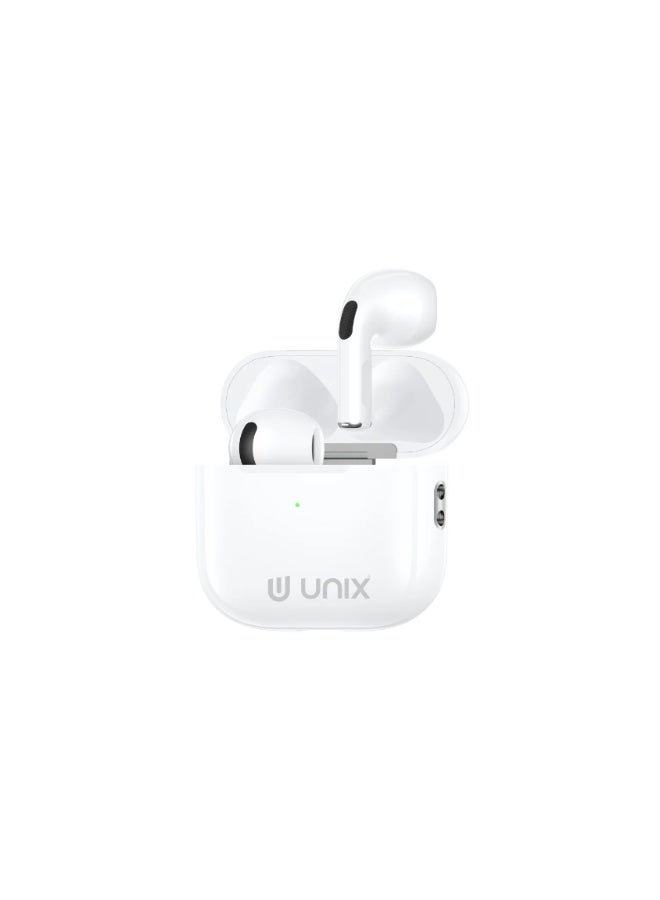 يونيكس **سماعات الأذن اللاسلكية الحقيقية Unix UX-3000 iSMART | اتصال Bluetooth الإصدار 5.3 | وقت تشغيل يصل إلى 38 ساعة | صوت ستيريو قوي مع باس عميق | ميكروفون عالي الدقة (HD) | شحن سريع عبر منفذ Type-C | علبة سيليكون مجانية** - Image 1